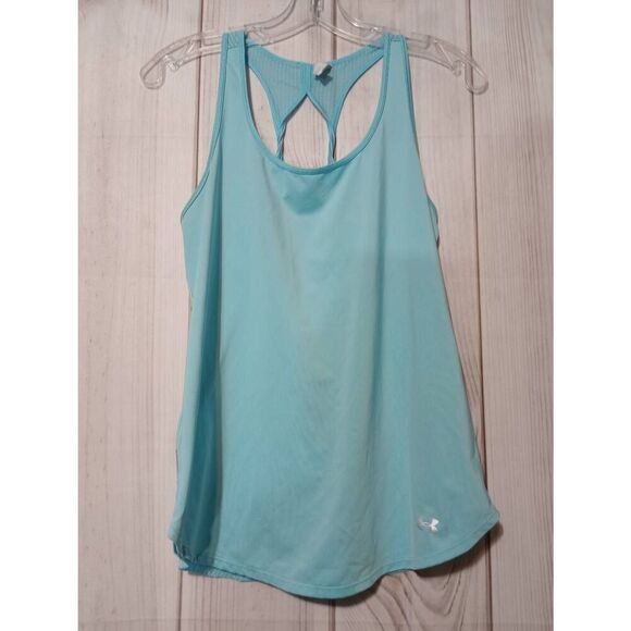 Ladies Small Under Armour Tank Top Racerback Workout Activewear Turquoise - Picture 1 of 7